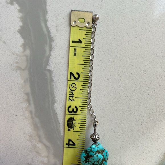 Vintage “Faux Turquoise” Natural Stone Chunky Necklace With Silver Beads - Picture 11 of 12